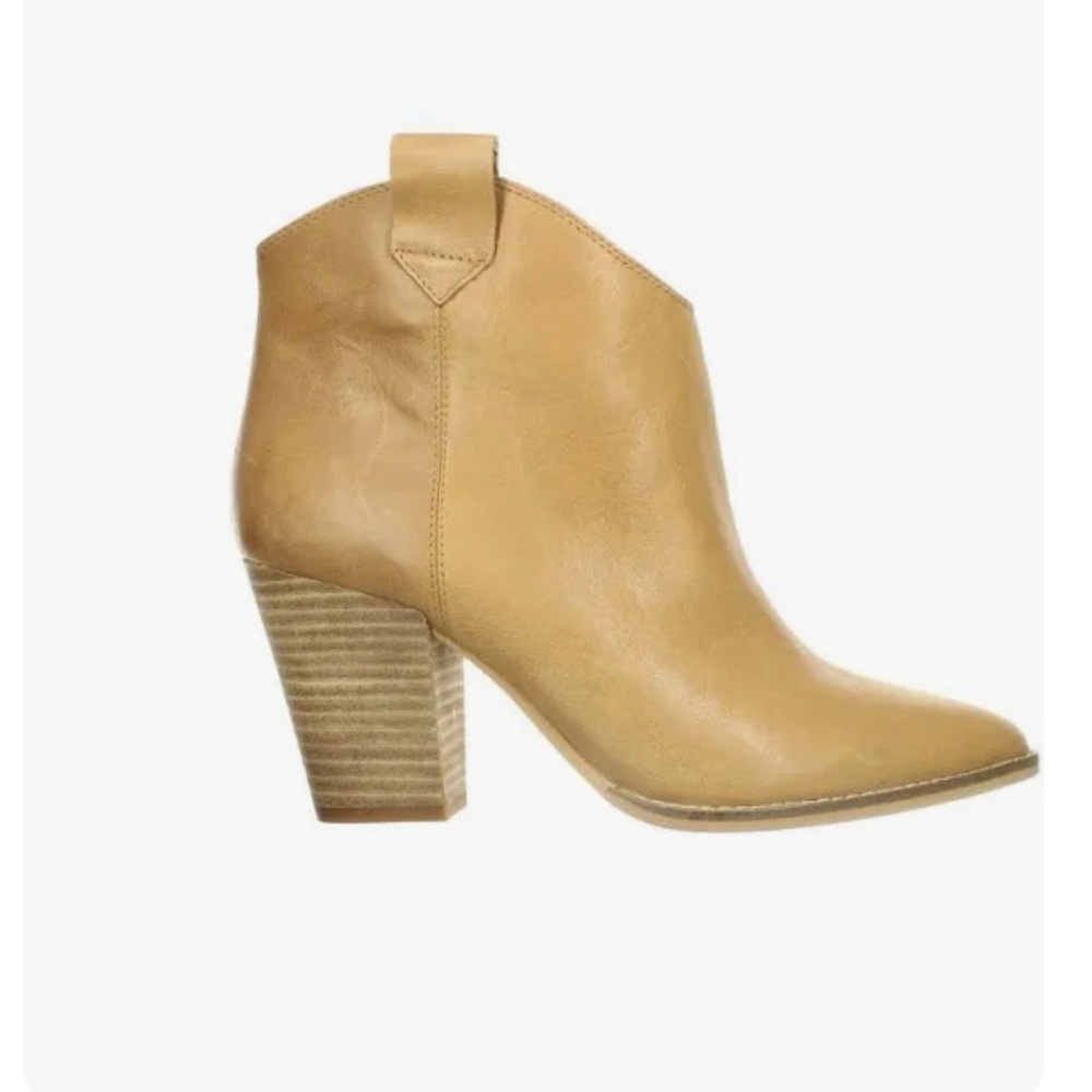Lucky Brand Women's Amarys Ankle‎ Heeled Tan Booties Size 6.5m/37 EUC Leather